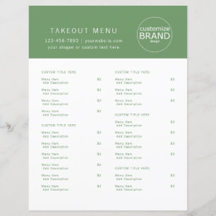 Restaurant Takeout Catering Logo Olive Green Menu