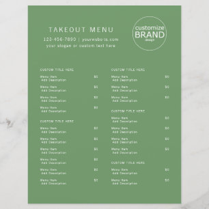 Restaurant Takeout Catering Olive Green Logo Menu