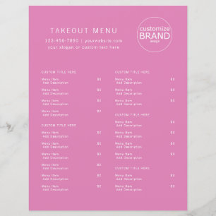 Restaurant Takeout Catering Pink Berry Logo Menu