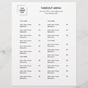 Restaurant Takeout Minimalist Logo Catering Menu