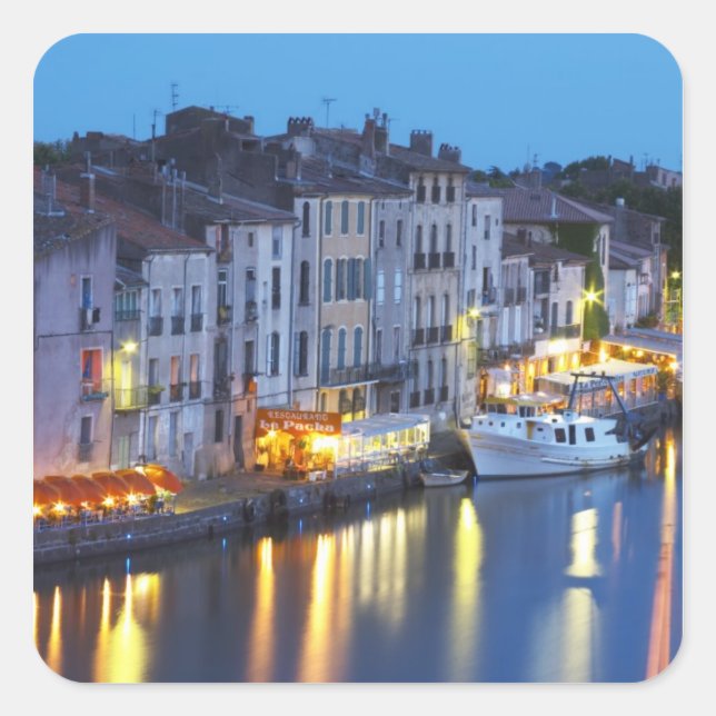 Restaurants along the l'Herault river. L'Herault 2 Square Sticker (Front)