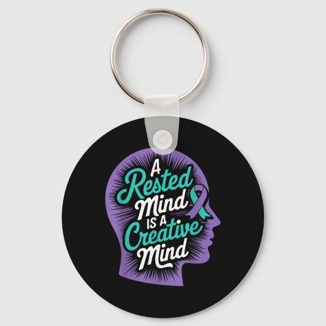 Rested Mind Creative Mind Mental Health Suicide Key Ring (Front)