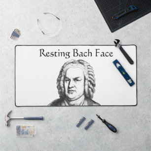 Resting Bach Face Classical Music Composer Desk Mat