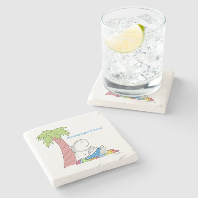 RESTING BEACH FACE Belly Button Hippo Boynton Stone Coaster (Side)