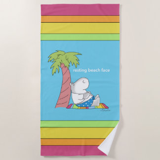 RESTING BEACH FACE Belly Button Hippo Boynton Towel