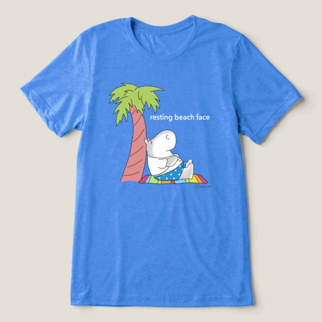 RESTING BEACH FACE belly button hippo Boynton Tri-Blend Shirt (Design Front)