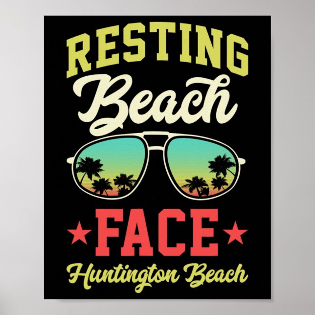 Resting Beach Face Funny Matching Huntington Beach Poster (Front)