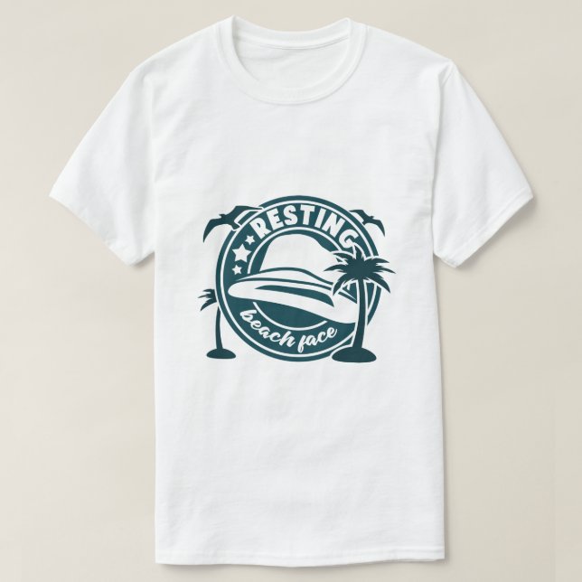 Resting Beach Face Funny Summer Graphic  T-Shirt (Design Front)