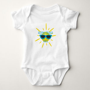 Resting Beach Face Funny Sun with Sunglasses Baby Bodysuit