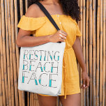 Resting Beach Face Summer Tote Bag<br><div class="desc">Let those warm summer temps transform your resting,  uh,  "betch" face into resting BEACH face. Cute typography design features our funny take on the pop culture phenomenon,  with "resting beach face" in black and pool blue lettering. Perfect for toting all your beach essentials this summer!</div>