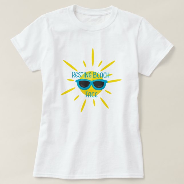 Resting Beach Face Sunglass on Sun T-Shirt (Design Front)