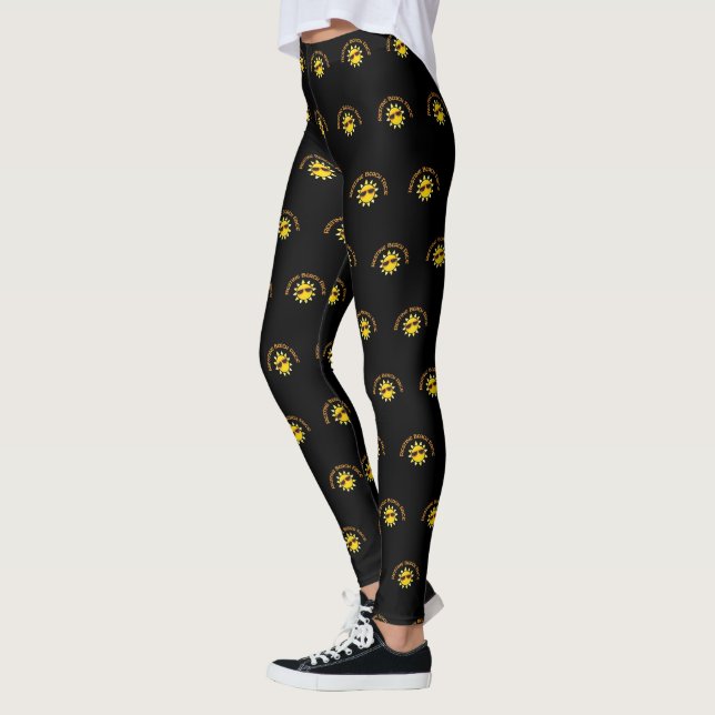 Resting Beach Face Sunshine Pattern on Black Leggings (Left)