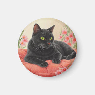 Resting Black Cat Magnet