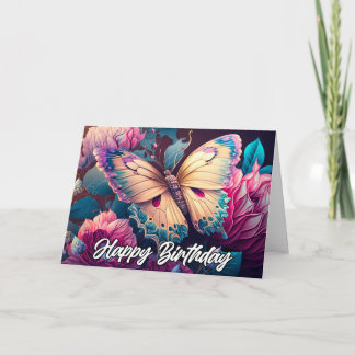 Resting Butterfly Design Happy Birthday Card