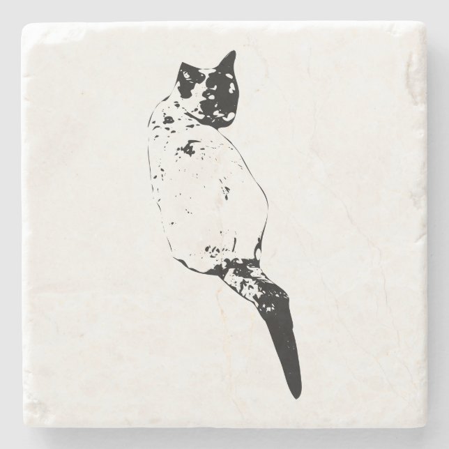 Resting Cat, Subtle Charm Stone Coaster (Front)