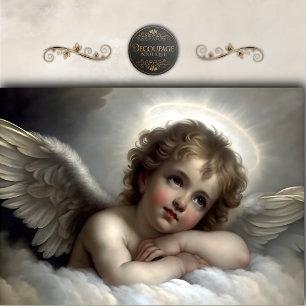 Resting Cherub Angel Soft Cloud Decoupage Tissue Paper