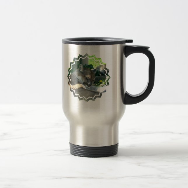Resting Cougar Stainless Travel Mug (Right)