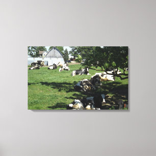 Resting Cows on the Farm Wrapped Canvas Art