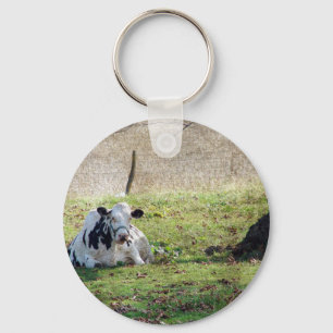 Resting Dairy Cow Key Ring