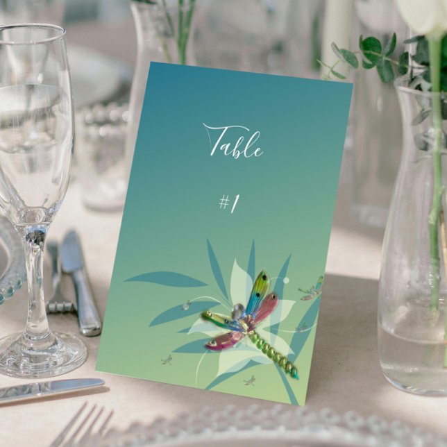 Resting Dragonfly Reception Table Card (Resting Dragonfly Reception Table Number Card)