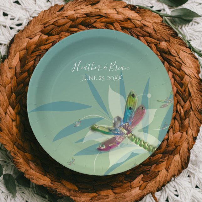 Resting Dragonfly Wedding Shower Paper Plate (Resting Dragonfly Wedding Paper Plates)