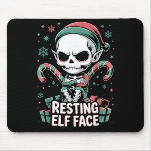 Resting Elf Face Funny Christmas Cute Creepy Women Mouse Pad