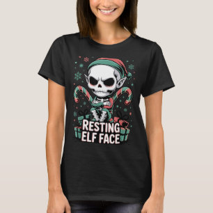 Resting Elf Face Funny Christmas Cute Creepy Women T-Shirt