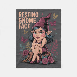 Resting Gnome Face Cute Funny Christmas Kawaii Car Fleece Blanket