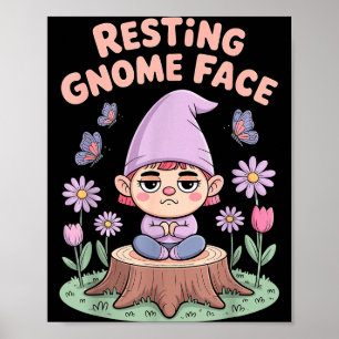 Resting Gnome Face Cute Funny Christmas Kawaii Car Poster
