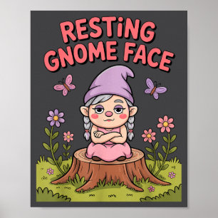 Resting Gnome Face Cute Funny Christmas Kawaii Car Poster