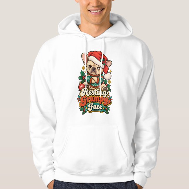 Resting Grumpy Face French Bulldog Christmas Funny Hoodie (Front)