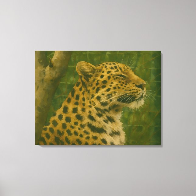 Resting Leopard in Sanctuary Setting Canvas Print (Front)