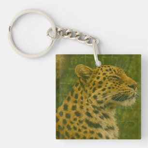 Resting Leopard in Sanctuary Setting Key Ring
