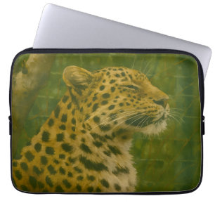 Resting Leopard in Sanctuary Setting Laptop Sleeve