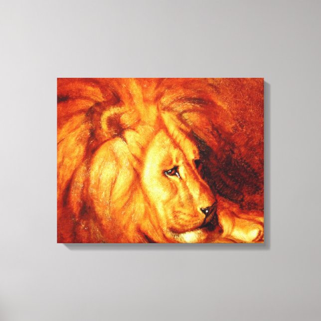 Resting Lion (by Abbott Handerson Thayer) Canvas Print (Front)
