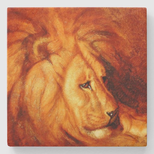 Resting Lion (by Abbott Handerson Thayer) Stone Coaster (Front)