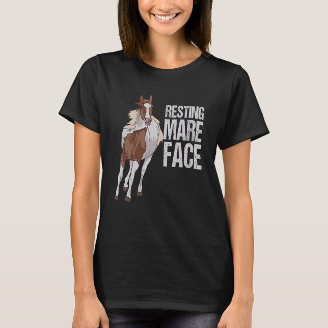 Resting Mare Face  Equestrian Riding Horseback Rid T-Shirt (Front)