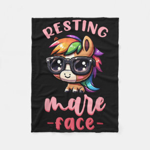 Resting Mare Face I Equestrian Pony Horse Fan Fleece Blanket