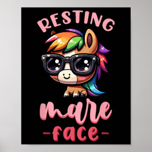 Resting Mare Face I Equestrian Pony Horse Fan  Poster