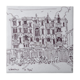 Resting on the Boardwalk Wimereux, France Tile