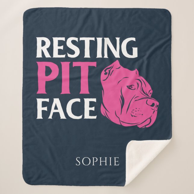 Resting Pit Face Dog Mum Gag Sherpa Blanket (Front)