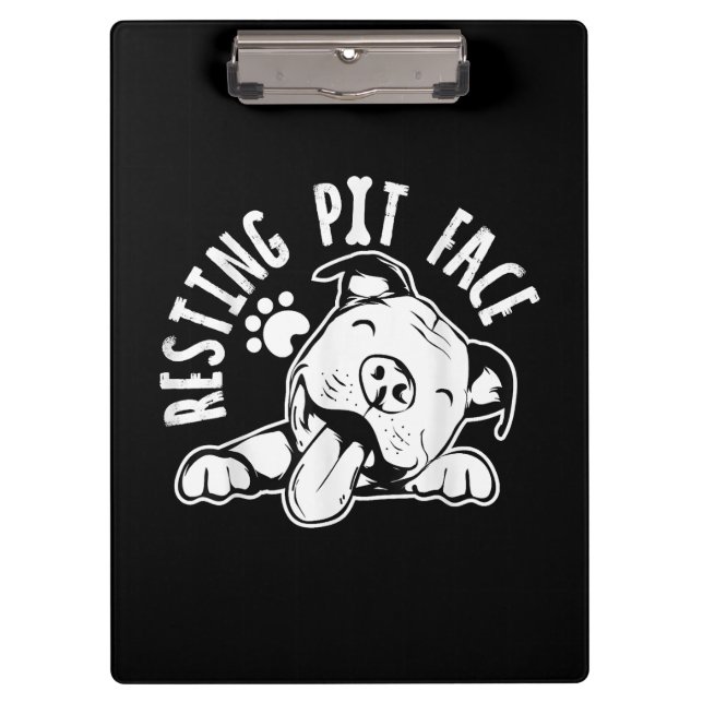 Resting Pit Face  Funny Dog Pitbull Meme Clipboard (Front)