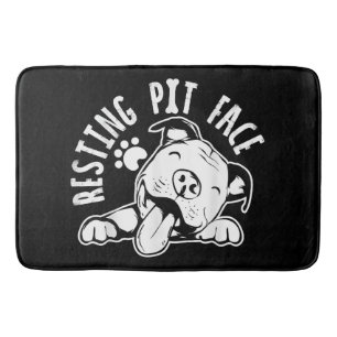Resting Pit Face Funny Dog Pitbull Meme Clothing Bath Mat