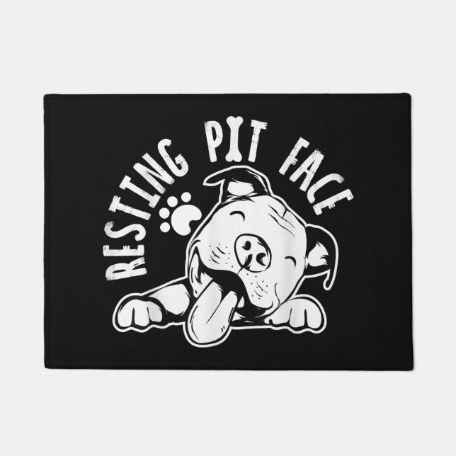 Resting Pit Face  Funny Dog Pitbull Meme Clothing Doormat (Front)