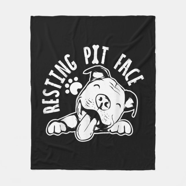 Resting Pit Face  Funny Dog Pitbull Meme Clothing Fleece Blanket (Front)