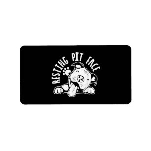 Resting Pit Face  Funny Dog Pitbull Meme Clothing Label