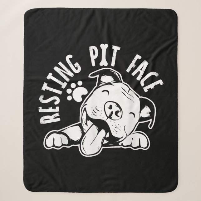 Resting Pit Face  Funny Dog Pitbull Meme Clothing Sherpa Blanket (Front)