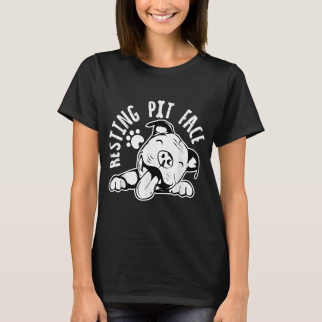 Resting Pit Face Funny Dog, Pitbull Meme Clothing T-Shirt (Front)