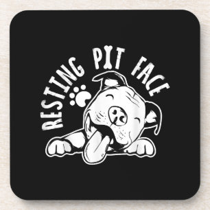 Resting Pit Face  Funny Dog Pitbull Meme Coaster