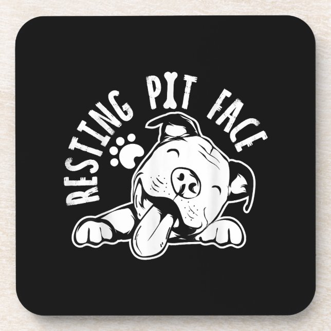 Resting Pit Face  Funny Dog Pitbull Meme Coaster (Front)